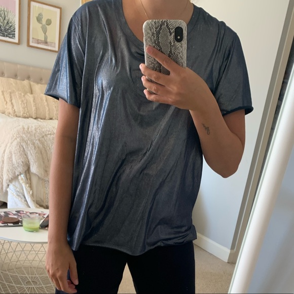 Trouve Slouchy Metallic Shimmer Tee - Picture 2 of 2